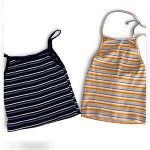 Brandy Melville Multicolor Striped Knit Top - Yellow, Blue, Pink, White